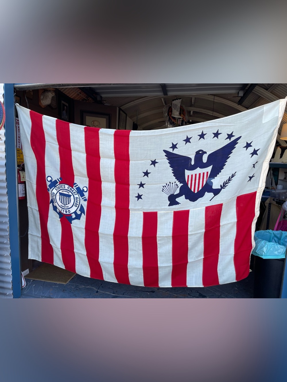 Vintage WWII USCG U.S. Coast Guard Ensign Flag Size No 3 Cotton Bunting Military